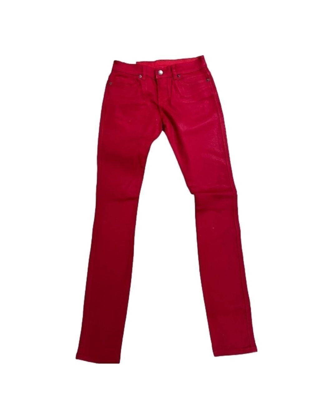 Ksubi NWT Woman’s Apache Leather Coated  Super Skinny Low Rise Red Jeans 26